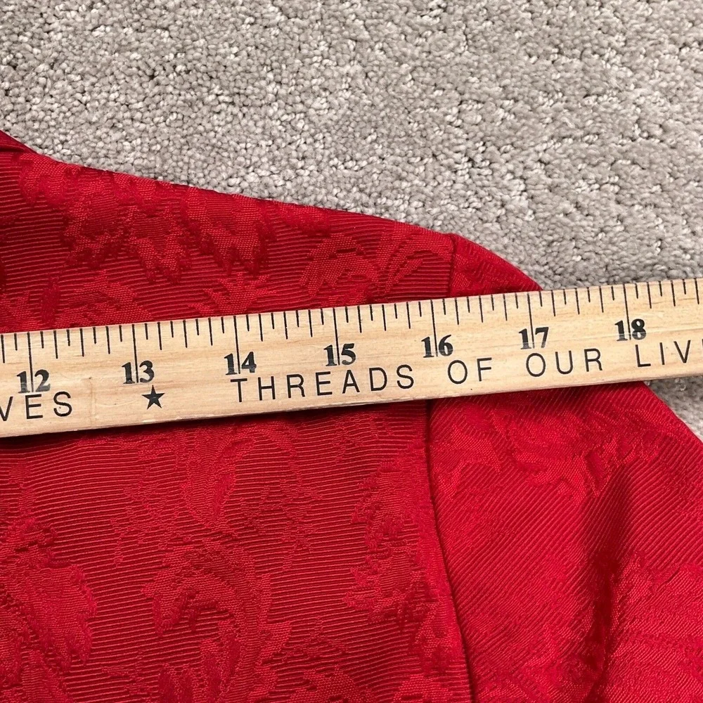 Talbots Jacket Women L Red Jacquard‎ Floral Double Breasted Button Party Formal
